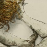 Degas' Woman Combing Her Hair, 2012. 5 layer polyester lithograph with 3 layer silkscreen and graphite on Rives, 11 x 14 inches.